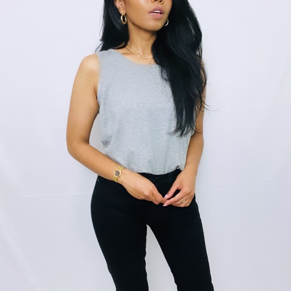 Vintage | Grey Cotton Blend Crew Neck Basic Knit Sweater Vest S - Picture 7 of 9